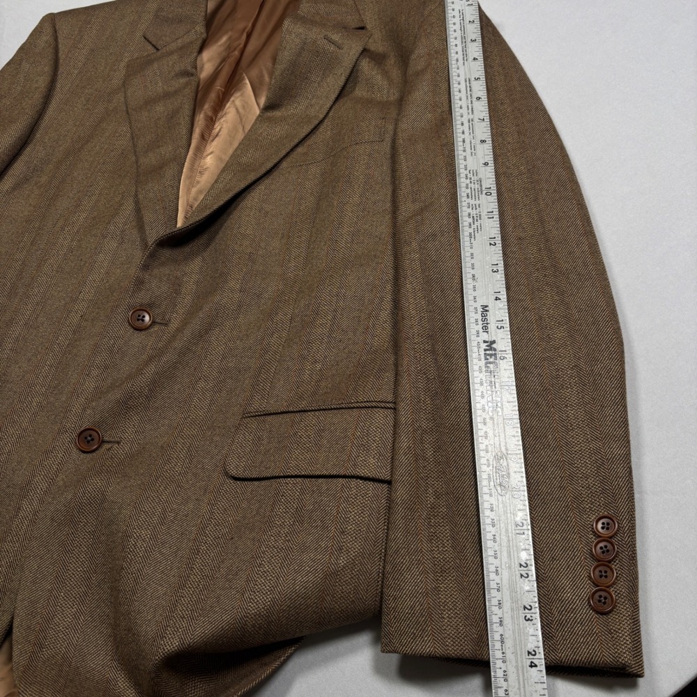 Brooks Brothers Saxon Sport Coat Men 43R Brown Herringbone Striped 2-Button USA - Picture 14 of 15